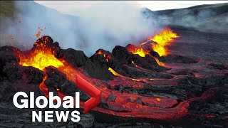 Iceland volcano: Mesmerizing drone video shows lava bubbling to the surface