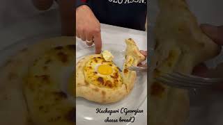 Khachapuri is a traditional Georgian dish of cheese-filled bread.