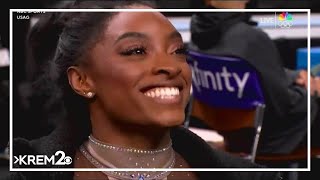 Simone Biles cruises to 9th national title and gives Olympic champ Sunisa Lee a
