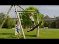 rebo wooden garden swing set with monkey bars