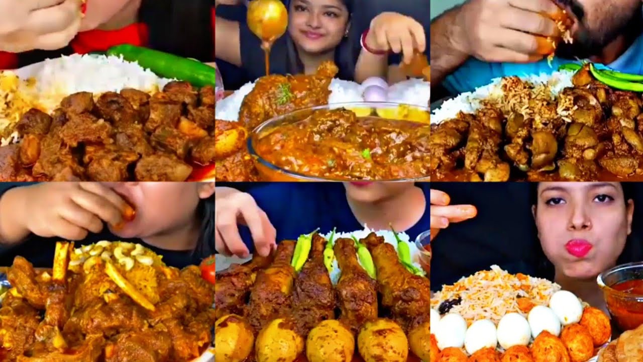 Asmr Eating Spicy Chicken Curry Mutton Curry Egg Curry Best Indian