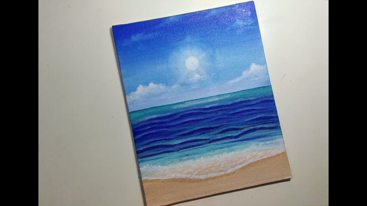 Easy Seascape Beach Acrylic Painting For Beginners | Ocean Acrylic ...