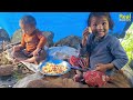 poor but happy family life in nepali village organic food cooking rainy day village life