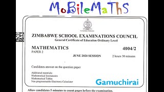 ZIMSEC - MATHS JUNE 2020 : P2