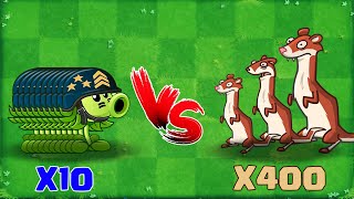 PVZ 2 Challenge - 10 Plants Vs 400 Ice Weasel - Who Will Win?