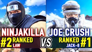 T8 🔥 NINJAKILLA (#2 Ranked Law) vs JOE CRUSH (#1 Ranked Jack-8) 🔥 Tekken 8 High Level Gameplay