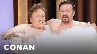 Ricky Gervais & Conan Take A Bubble Bath | CONAN on TBS