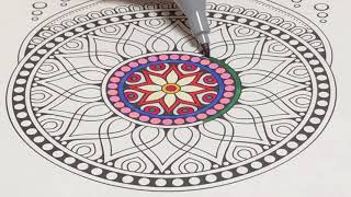 만다라 컬러링 mandala coloring 명상 할때 듣는 음악 몽롱한 음악 ASMR 정신집중 마카펜으로 하는 색칠놀이 색칠공부 집에서하는 명상 만다라 색칠 하기.