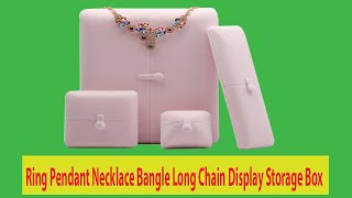 FANXI Pink Velvet Jewelry Gift Box Ring Pendant Necklace Bangle Long Chain Display Storage Box