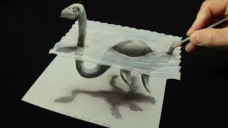 3D Trick Art on Paper - Real Loch Ness Monster - New Viewpoint