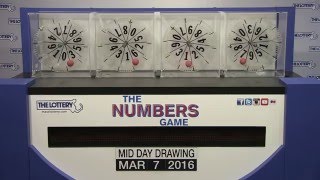 Midday Numbers Game Drawing: Monday, March 7, 2016