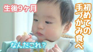 初めての【手づかみ食べ】生後9ヶ月赤ちゃん　離乳食後期３回食