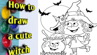 how to draw Halloween witch| Halloween stuff@artforkidshub @art_and_learn @DrawSoCute