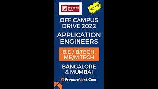IDFC First Bank Off Campus Drive 2022 | Application Engineers | IT Job | Bangalore & Mumbai
