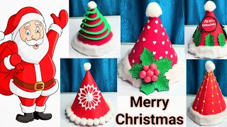 Santa Claus Cap Making With Paper/ Santa Hat Making At Home/ Christmas Craft Ideas/ Paper Cap