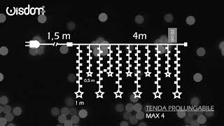 TENDA LUMINOSA WISDOM 230 LED STELLA 4M LUCE BIANCA CAVO TRASPARENTE