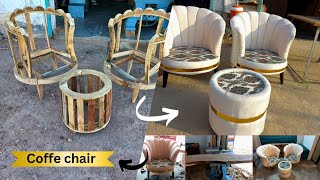 How To Make Coffee Chair & Chusion Process Step By Step|Cushion bedroom chair idea#furniture#cushion