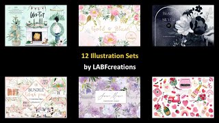 12 Illustration Sets by LABFcreations