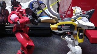 【ガンプラ  コマ撮り】ガンダムヘビーアームズ改＆サンドロックvsメリクリウス＆ヴァイエイト【stop motion 】【ガンダムＷ】