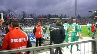 The players enter the field in the second half (KSC vs Werder Bremen)