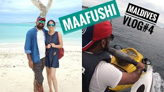 Exploring Maafushi Island in Maldives 🇲🇻| Local Beach, Food, Water Sports, Floating Bar \u0026 More