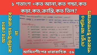 আমিনশীপ বা জমি জরিপ কোর্স।১ শতাংশ=কত আনা,কত গন্ডা,কত কড়া,কত ক্রান্তি,কত তিল দেখুন ও জানুন।পর্ব-৫৯