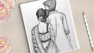 How to Draw Traditional Romantic Couple Very Easy || Couple Drawing Easy