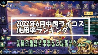 2022年6月中国ライコス使用率ランキング