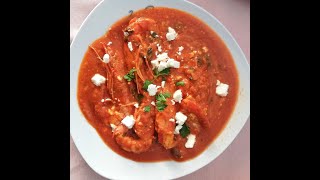 Shrimp saganaki, Greek style prawns in tomato sauce with feta - it's ouzo time!