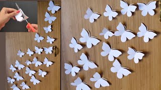 easy white Paper Butterfly wall decoration | How to make Paper Butterfly (5 minutes craft)