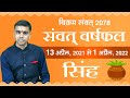 SINGH Rashi | LEO | वार्षिक राशिफल संवत् - 2078 | Yearly Horoscope  2021-22 | Vaibhav Vyas