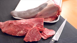 【肉磨きASMR】みんな大好き黒毛和牛のタンとラムシンを磨くだけの動画