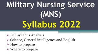 Syllabus for MNS 2022 | Complete Syllabus for MNS 2022 | by MNS Prep