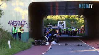 Twee motorrijders verongelukt bij frontale aanrijding Bosweg Ooltgensplaat