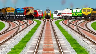 9 Indian Trains Passing By Bumpy Railroad Tracks Risky Railroad Tracks//Indian railways crossing