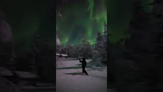 The most amazing northern lights with the full moon in Lapland, Finland🔥😍