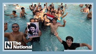 Moqtada Al Sadr's supporters swim in Republican Palace pool