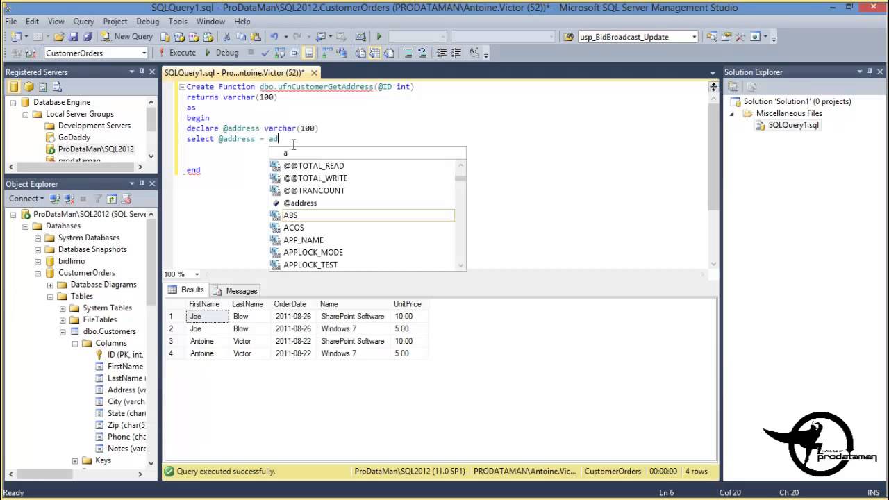 Create A SQL Scalar User Defined Function SQL Server 2012 - SQL ...