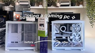 building my first gaming pc °࿐ | aesthetic white build ||  lian li o11 snow mini
