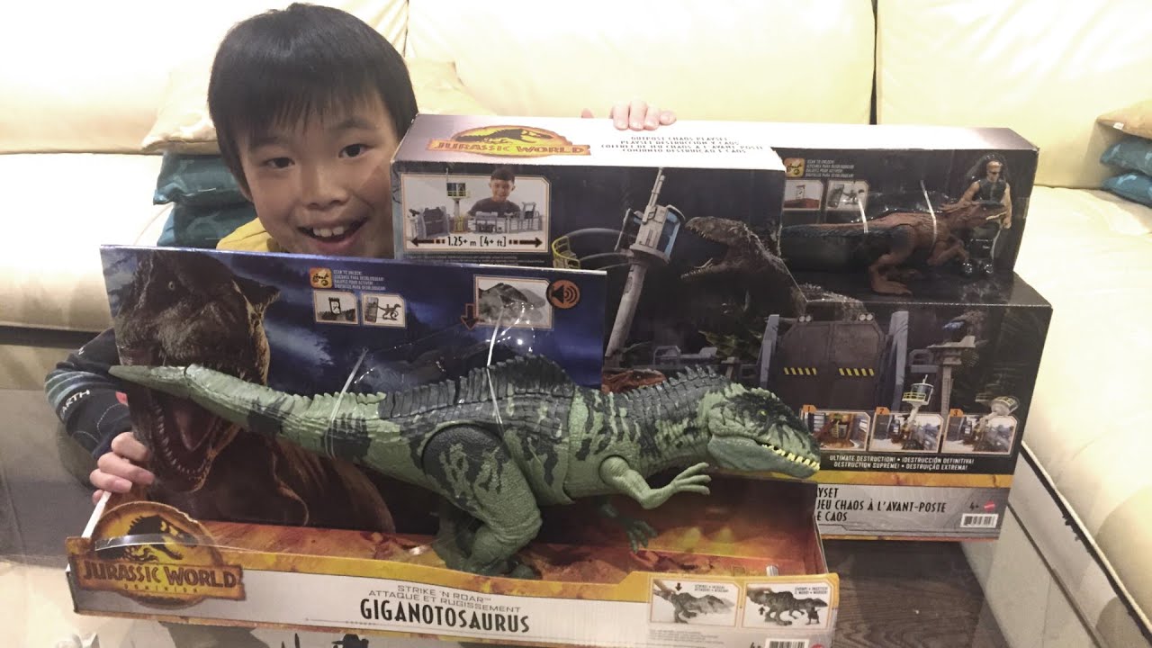 GIGANOTOSAURUS & Outpost Chaos Playset Unboxing Jurassic World Dominion ...