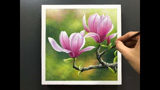 Magnolia Painting / Acrylic painting for Beginners / Colour Art #067