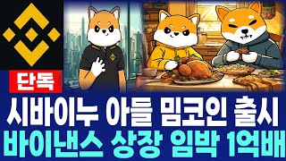 [제 2의 시바이누코인] 단독 - 시바이누 아들 밈코인 출시 바이낸스 상장 임박 1억배 필수시청 코미녀