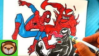 AMAZING How to Draw SPIDER-MAN vs VENOM vs CARNAGE