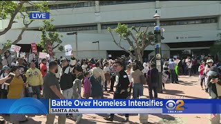 Dozens Of Protesters Gather Outside OC Supervisors Meeting Over Homeless Shelters