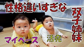 【生後9ヶ月】性格が正反対な双子姉妹