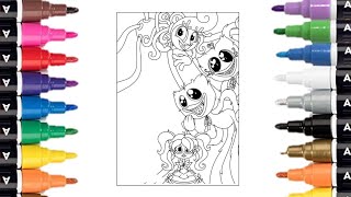 Huggy Wuggy Coloring Pages || Huggy Wuggy and friends posing together Coloring || On & On (NCS)
