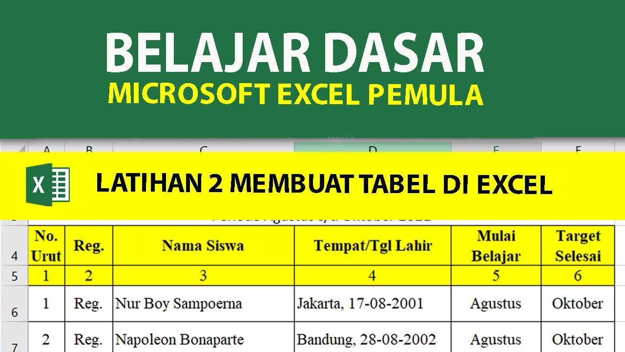 Belajar Dasar Excel Dari Nol | Membuat Tabel Di Excel Untuk Semua ...