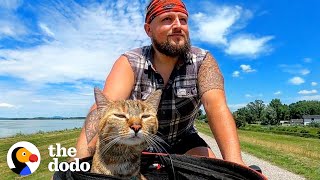 Guy Finds A Stray Kitten, Bikes Around The World With Her For Two Years | The Do