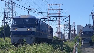 【吹田押桃代走！豪快なジョイント音！】JR貨物 EF210-336号機+コキ8B 岡A21仕業[8764レ] 東京タ行 八丁畷〜川崎新町間通過！[2024.09.10(火)]