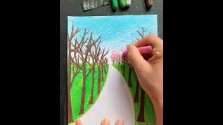 Wax colour painting scenery... Beautiful and easy wax painting. 🎨♥️